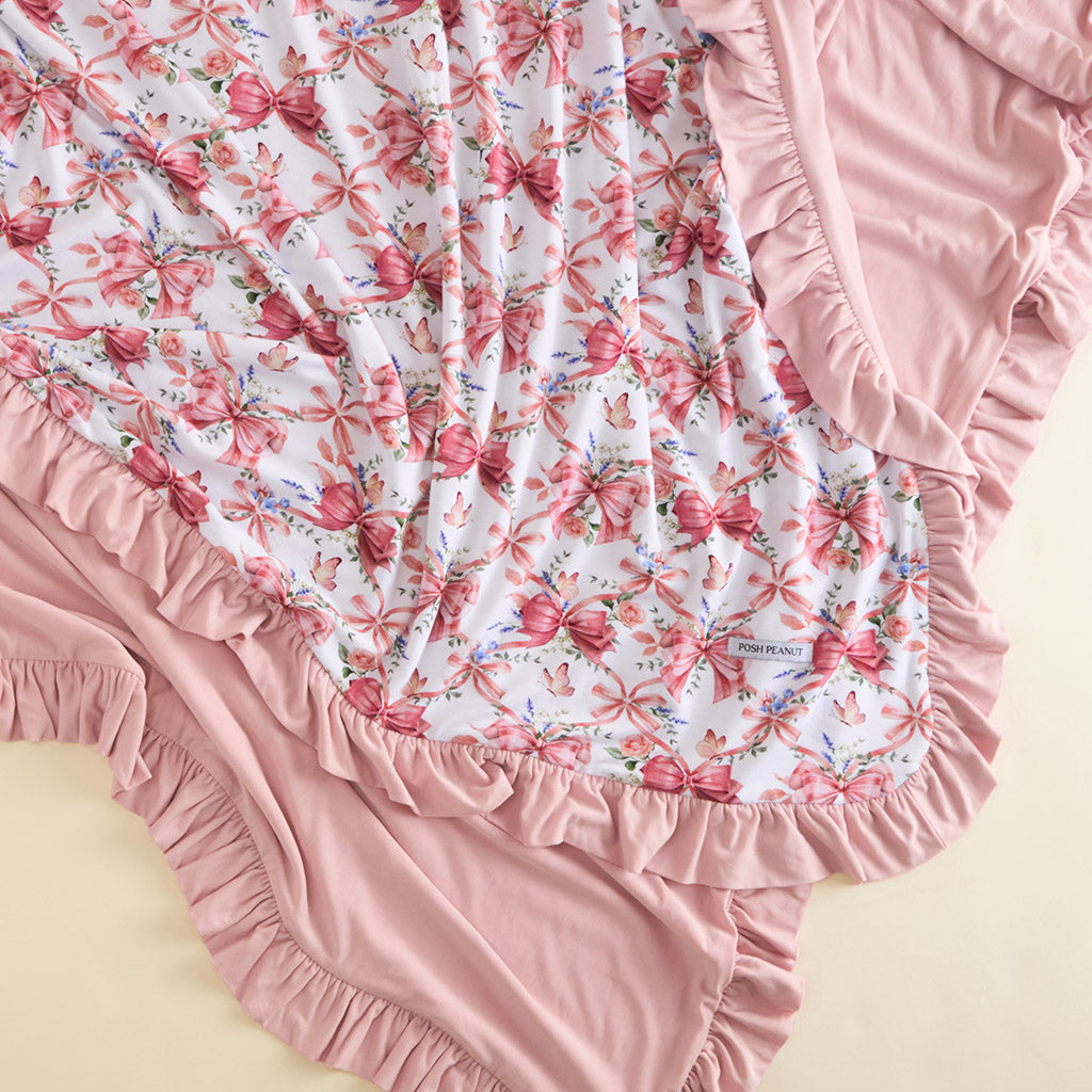 Loraine & Starry Pink Ruffled Luxe Patoo® Blanket