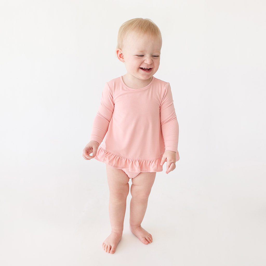 Blush Long Sleeve Bubble Romper Dress