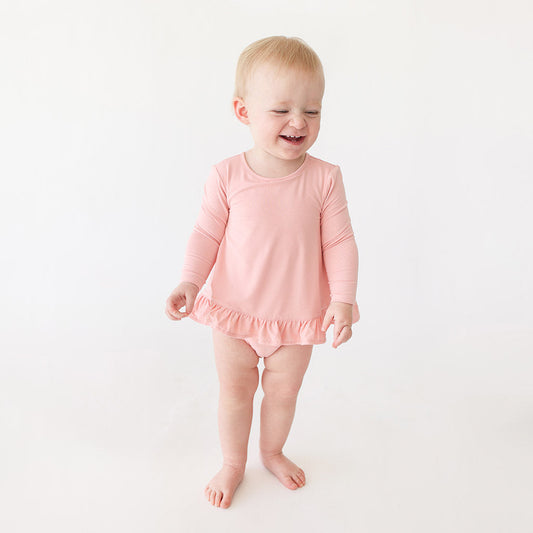 Blush Long Sleeve Bubble Romper Dress