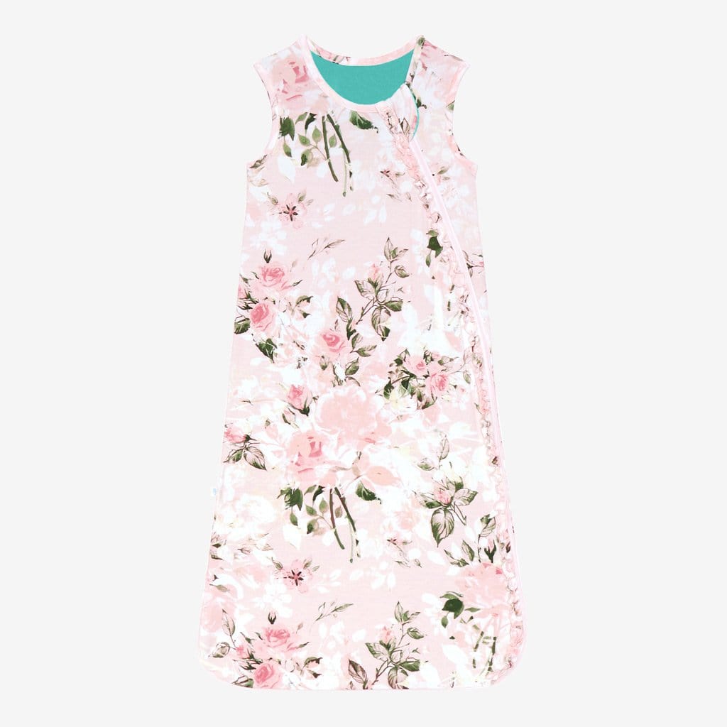 Vintage Pink Rose Sleeveless Ruffled Sleep Bag