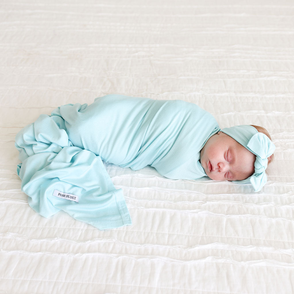 Pastel Blue Swaddle Headband Set
