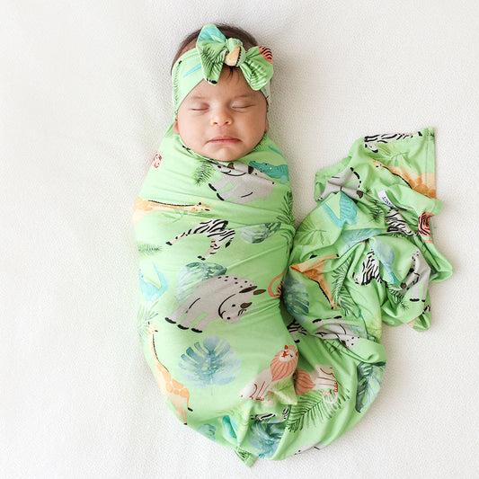 Safari Animals Swaddle Headband Set