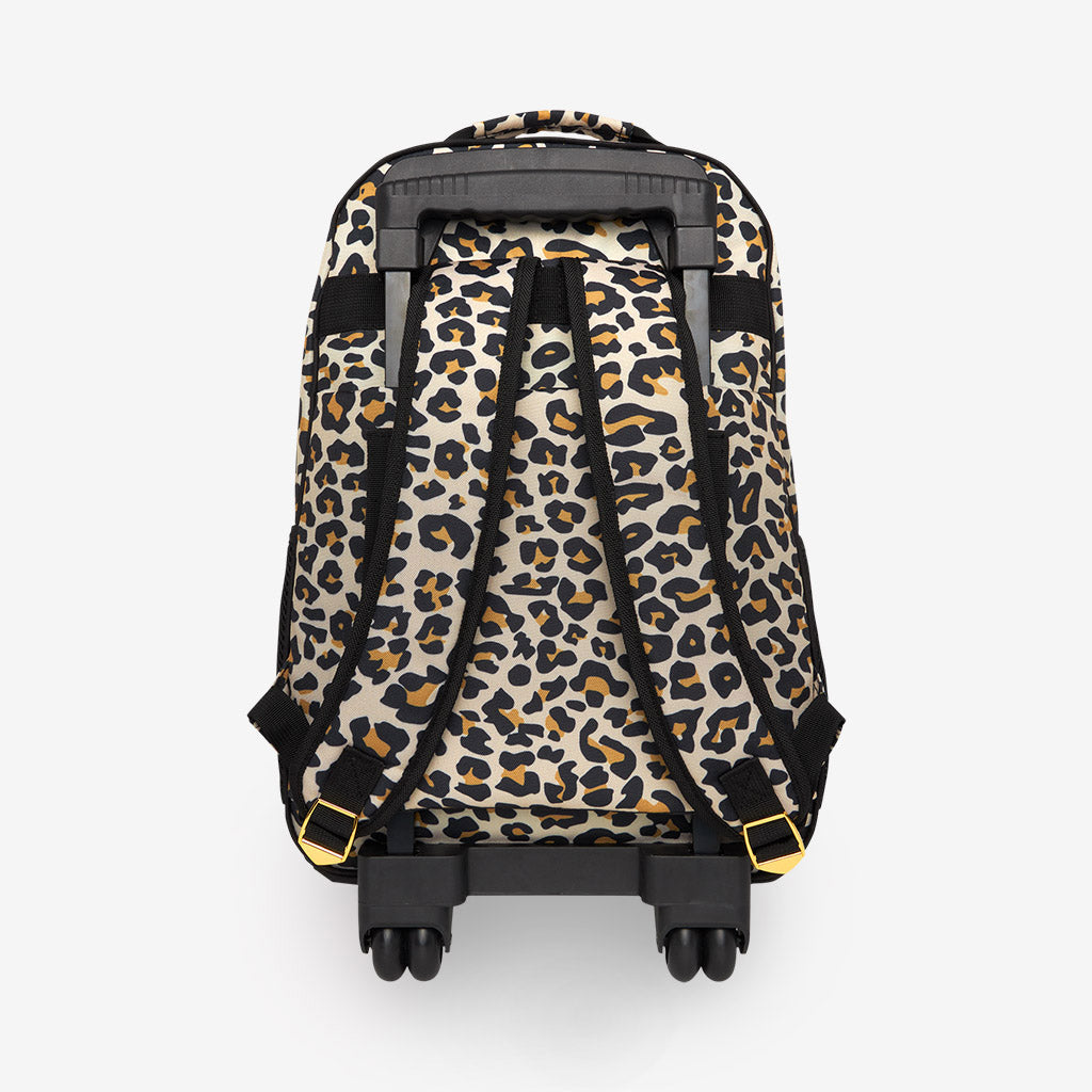 Lana Leopard Tan Rolling Backpack