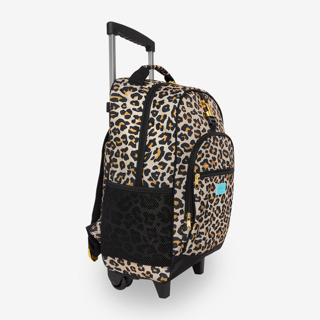 Lana Leopard Tan Rolling Backpack