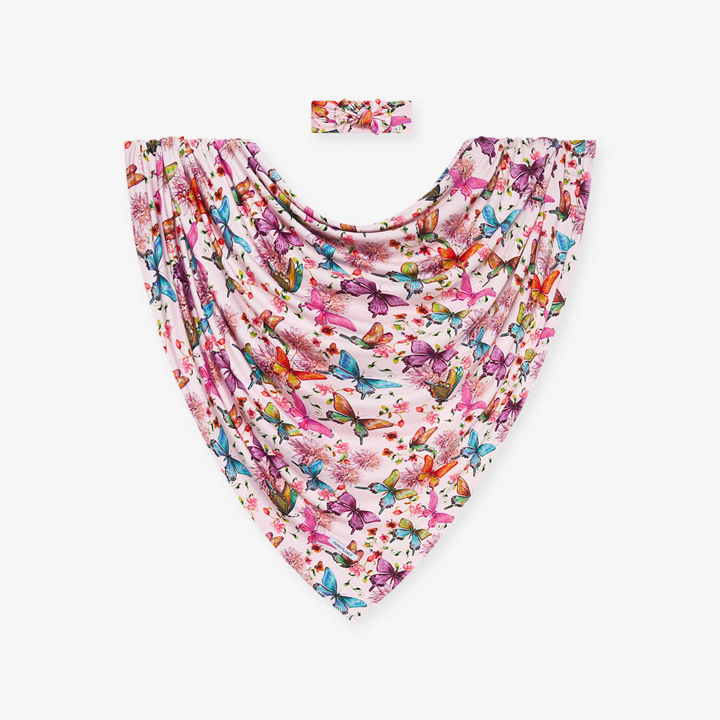 Watercolor Butterfly Swaddle Headband Set