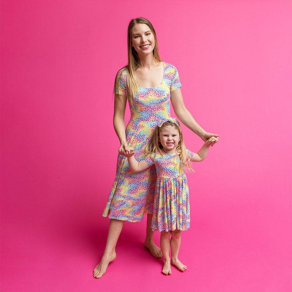 Lisa Frank® I Love Rainbow Leopard Women's Scoop Midi Dress