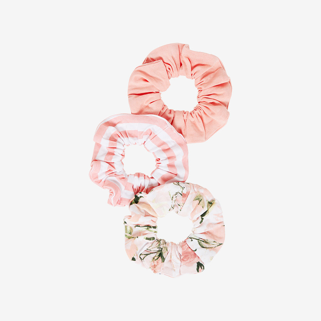 Vintage Pink Rose Scrunchie Set