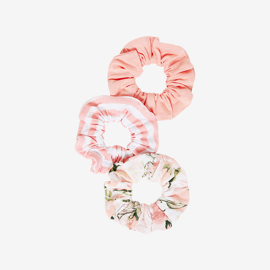 Vintage Pink Rose Scrunchie Set