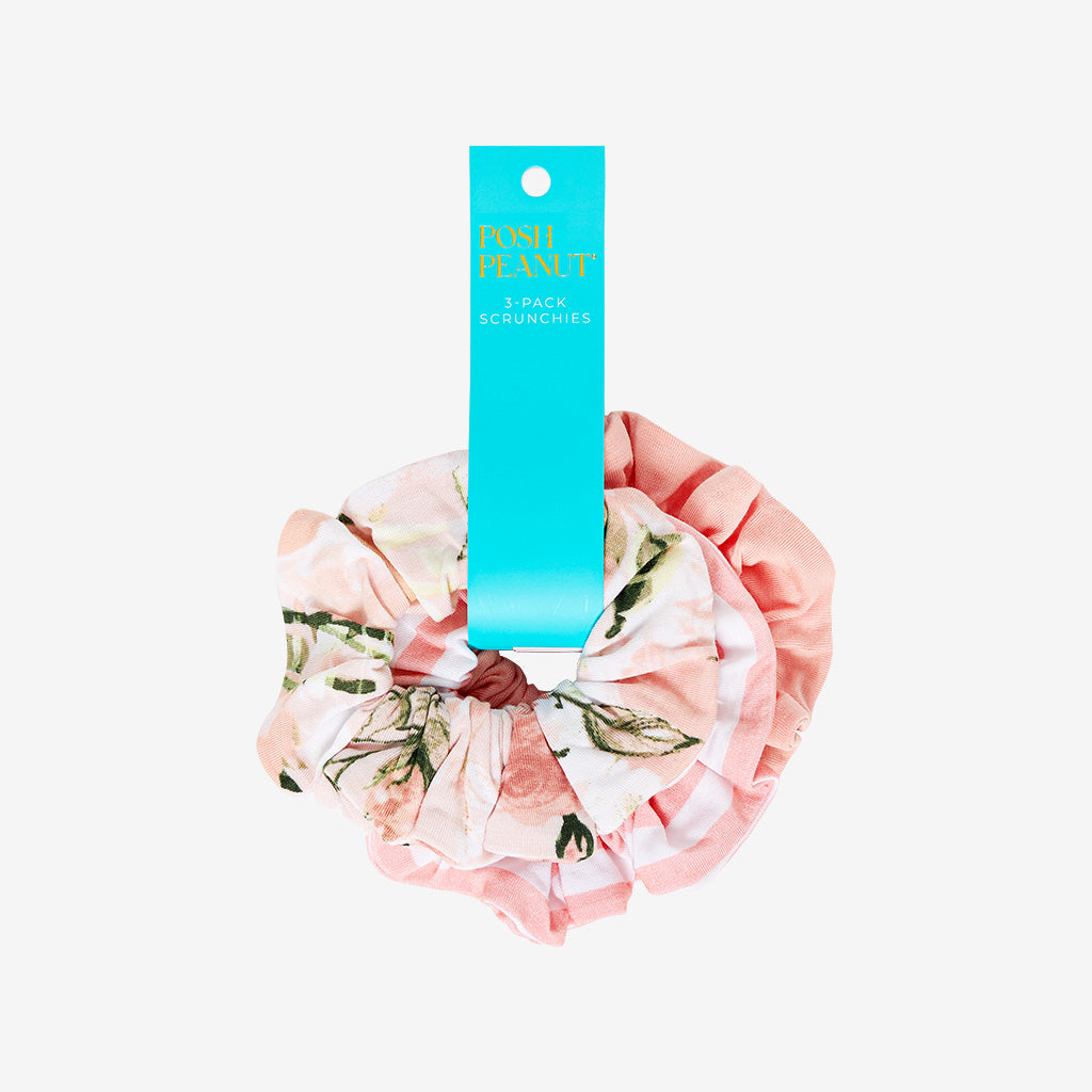 Vintage Pink Rose Scrunchie Set