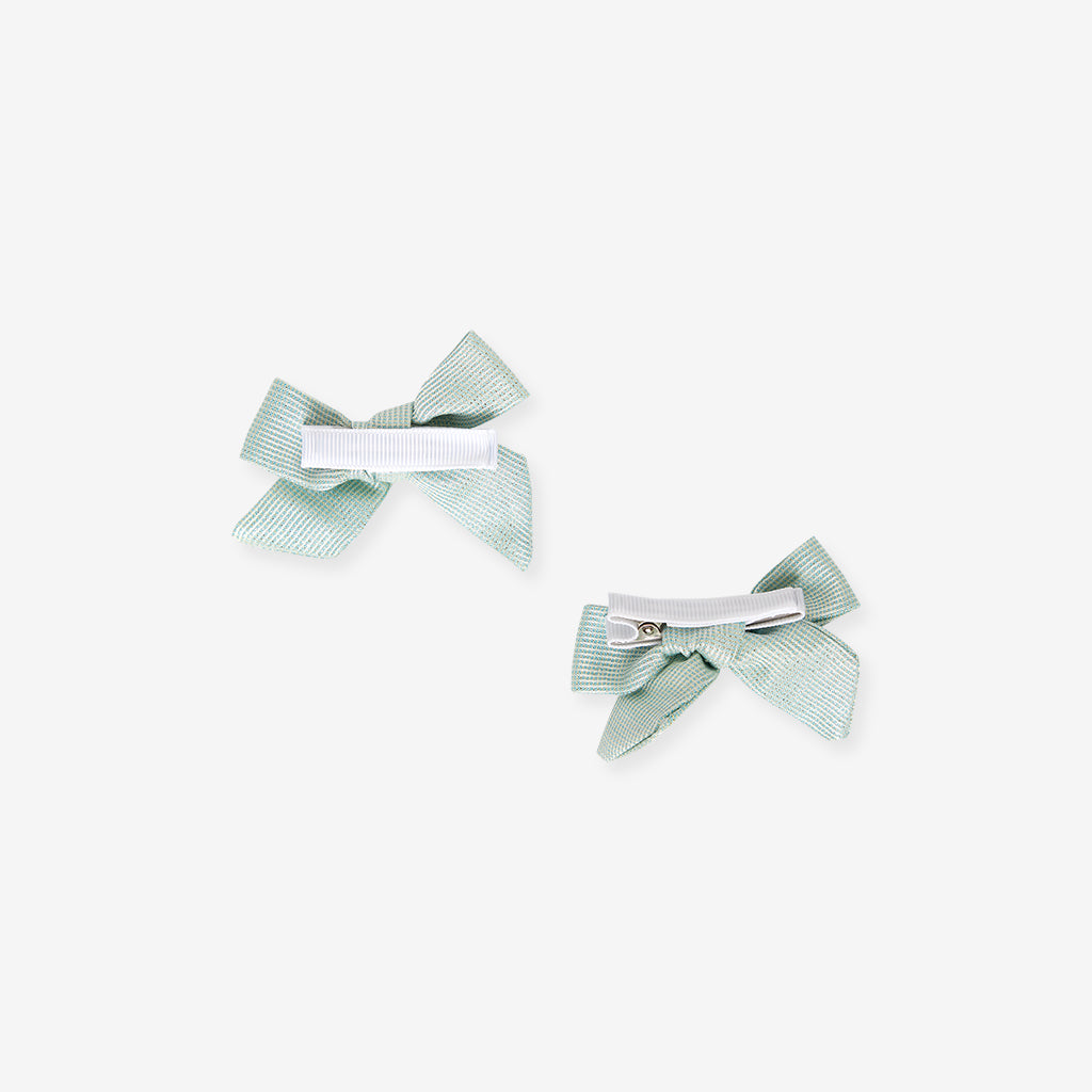 Mint Sparkle Mini Bow Hair Clips