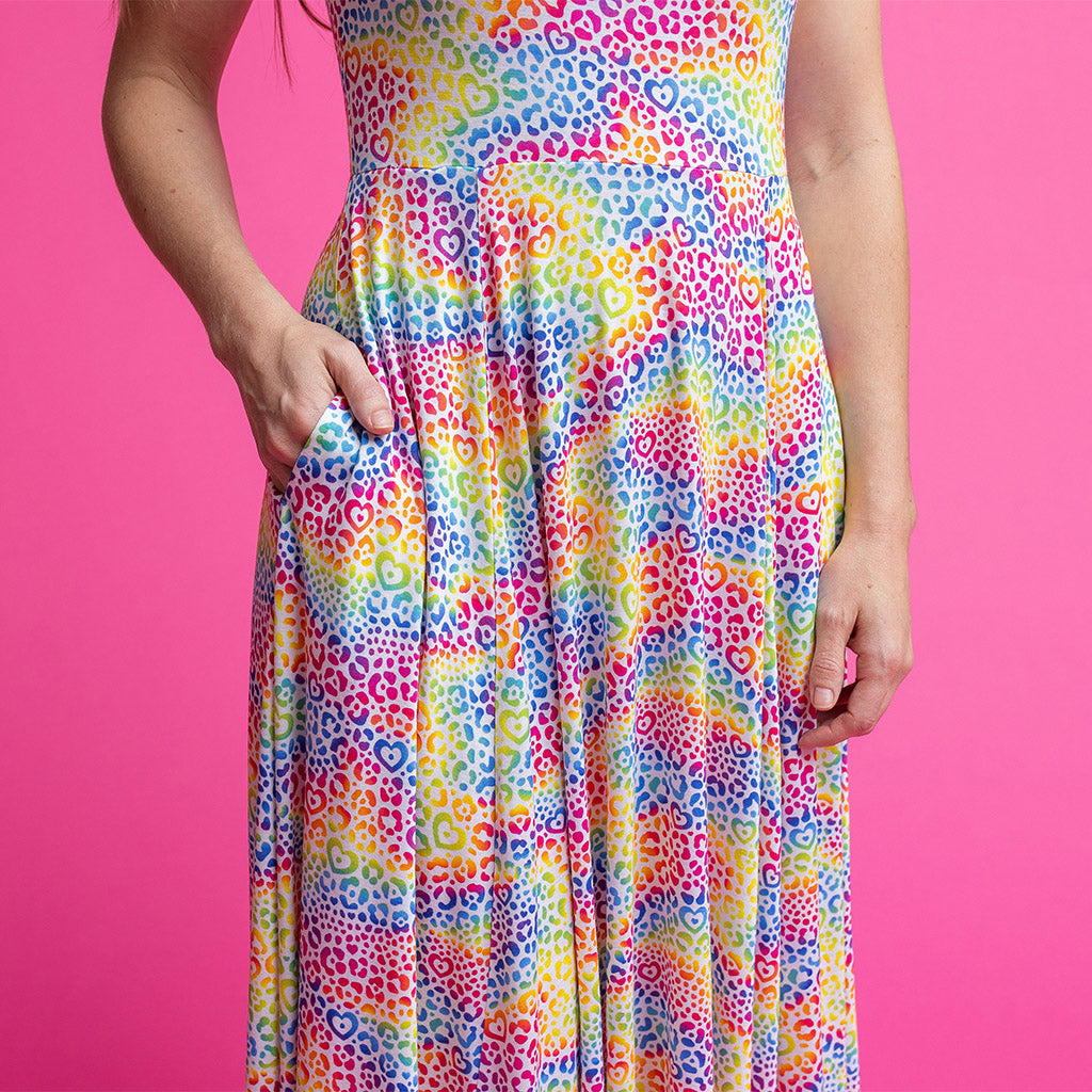 Lisa Frank® I Love Rainbow Leopard Women's Scoop Midi Dress