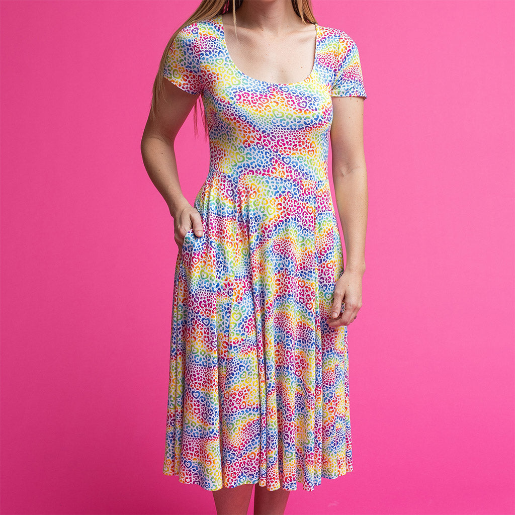 Lisa Frank® I Love Rainbow Leopard Women's Scoop Midi Dress