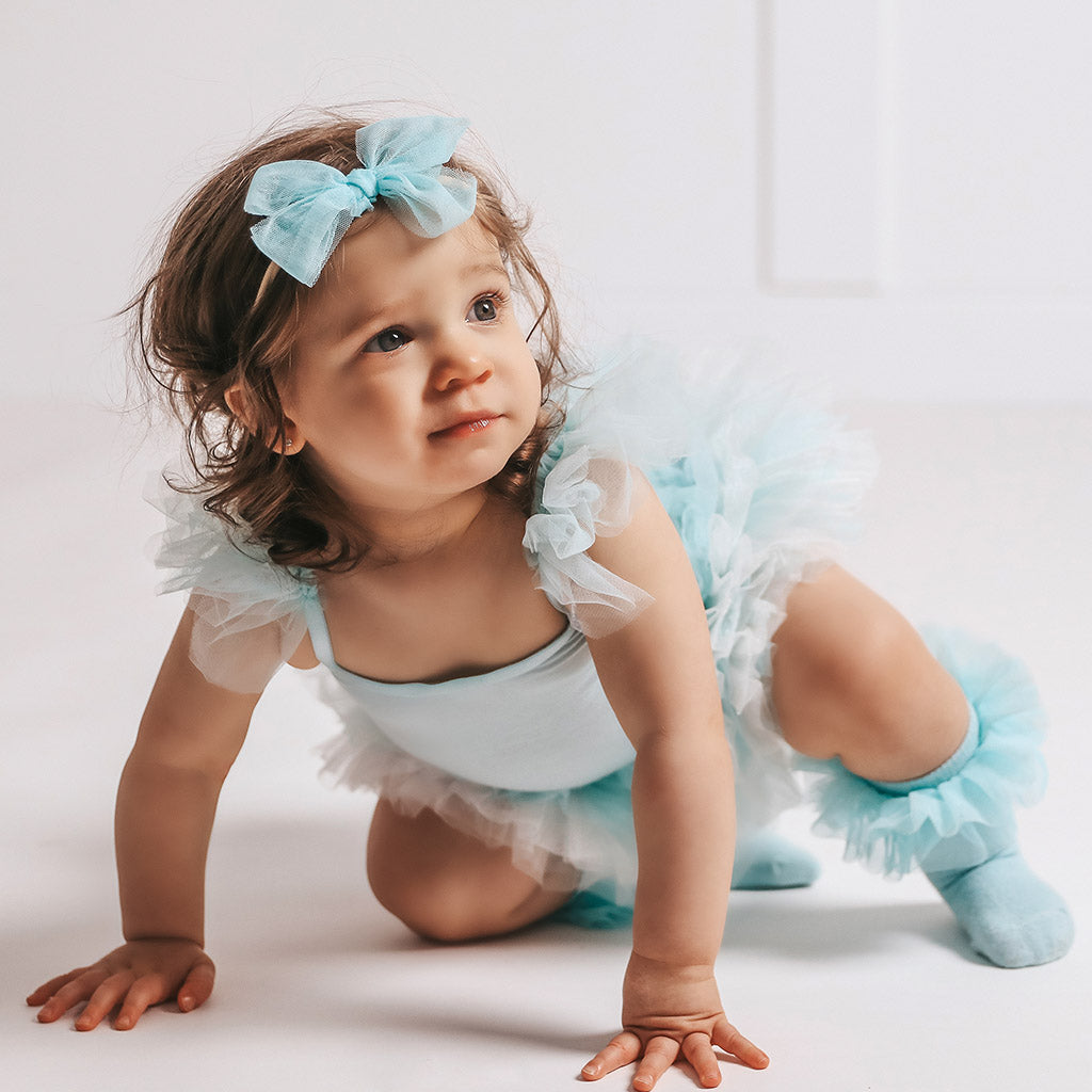 Starry Blue Ruffled Tulle Sleeveless Bodysuit