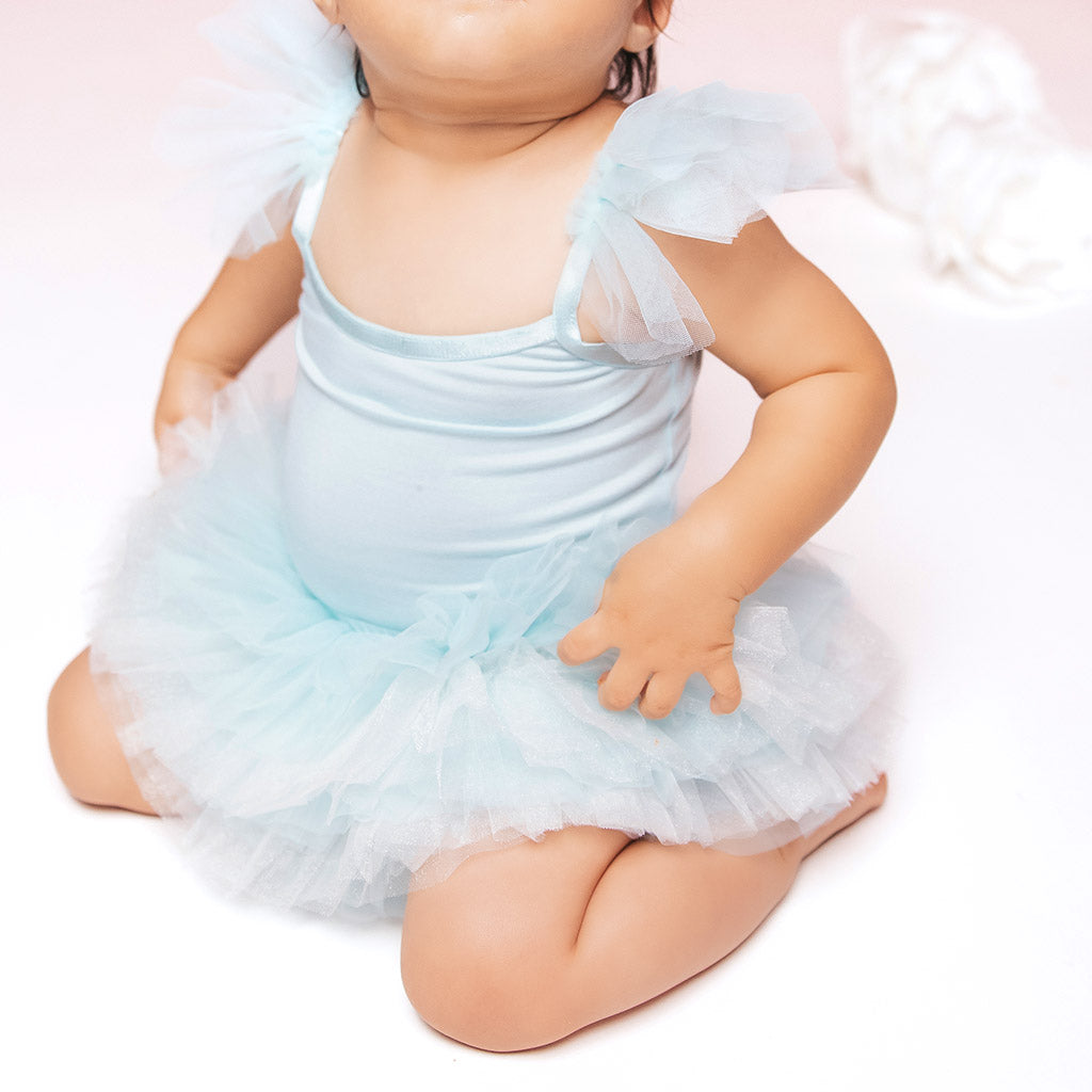 Starry Blue Ruffled Tulle Sleeveless Bodysuit
