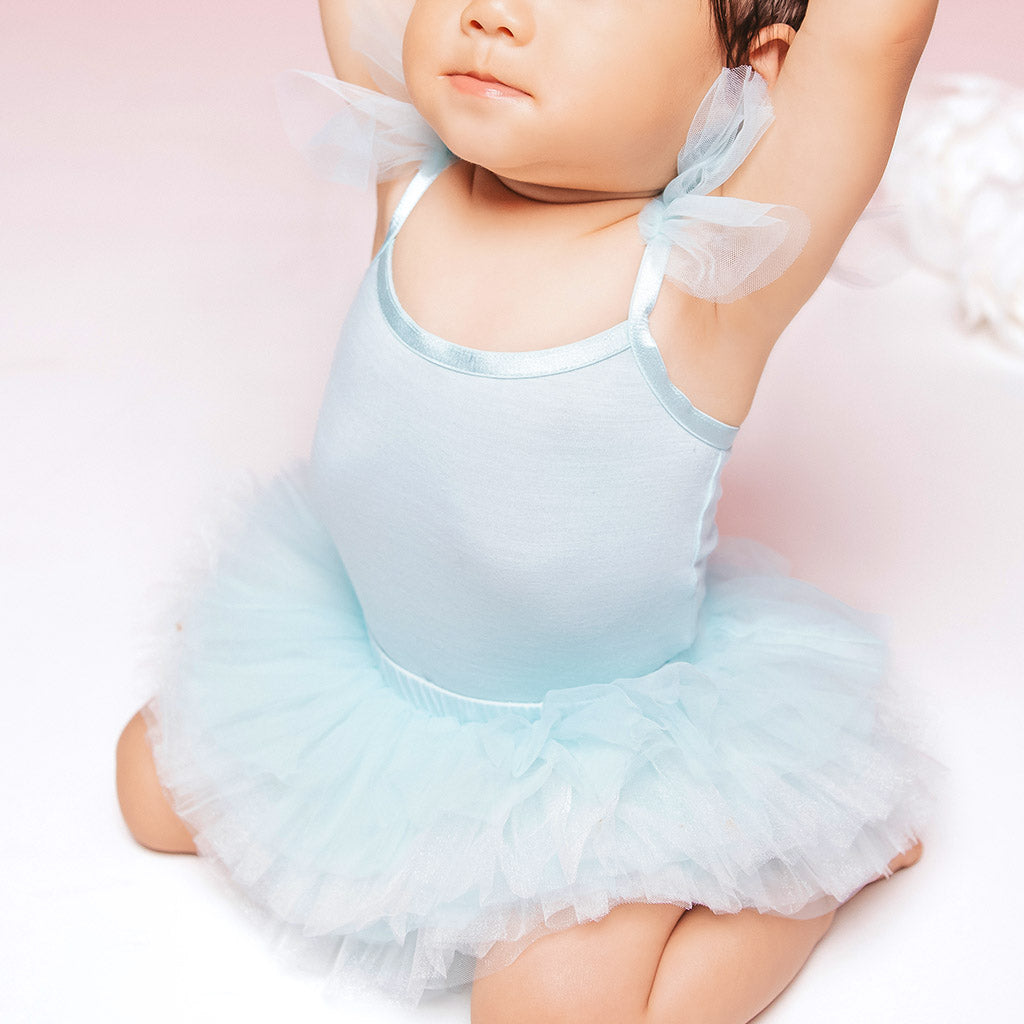Starry Blue Ruffled Tulle Sleeveless Bodysuit
