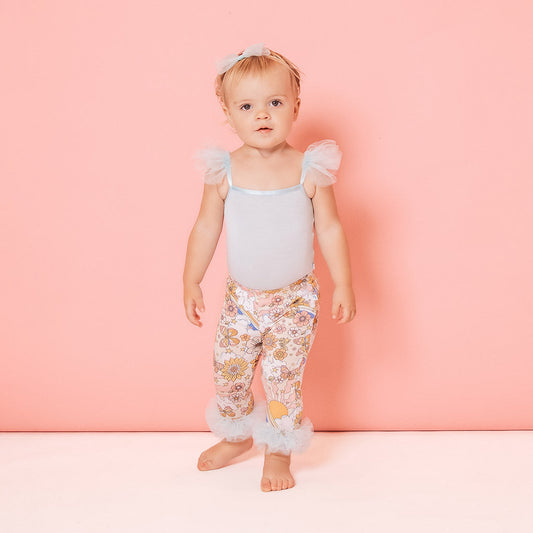 Starry Blue Ruffled Tulle Sleeveless Bodysuit