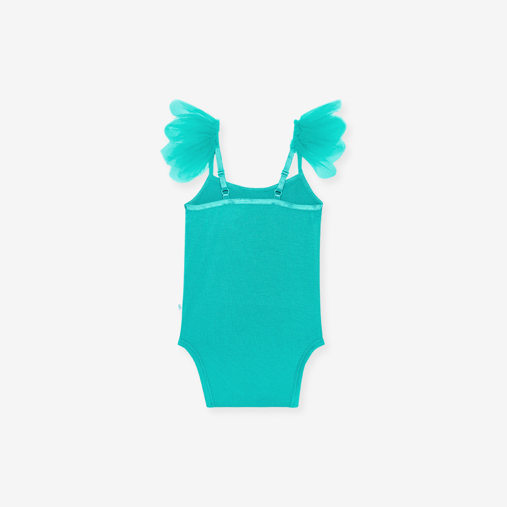 Signature Teal Ruffled Tulle Sleeveless Bodysuit