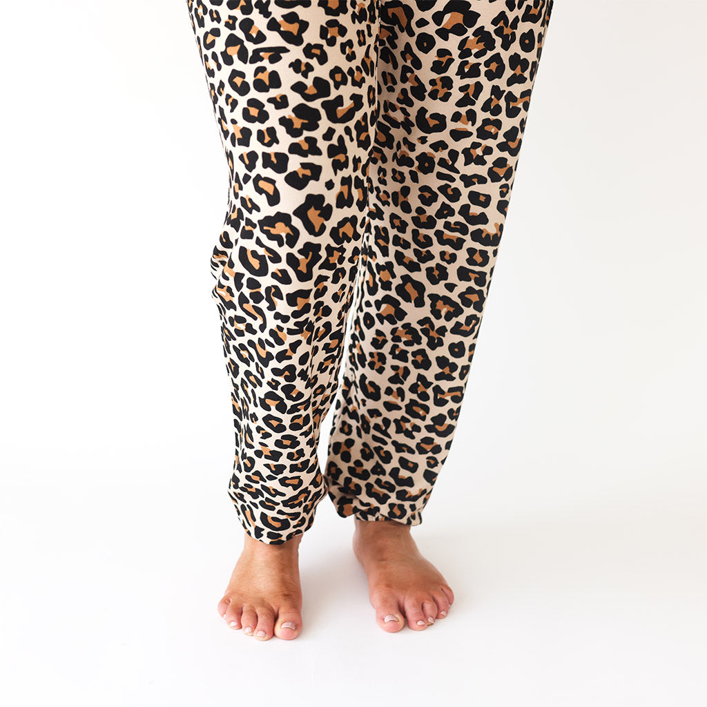 Lana Leopard Tan Women's French Terry Joggers