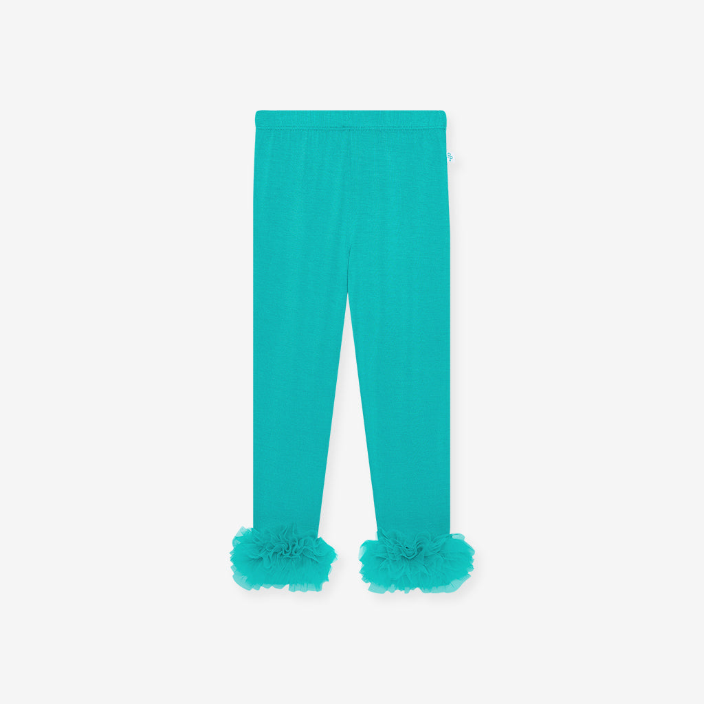 Signature Teal Tulle Ruffled Leggings
