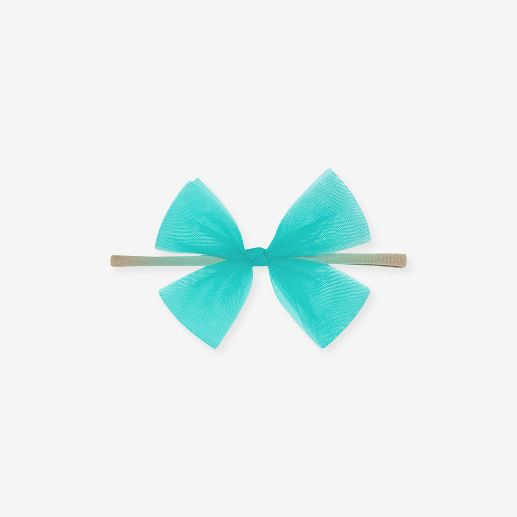Signature Teal Tulle Bow Nylon Headband