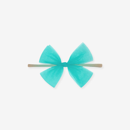 Signature Teal Tulle Bow Nylon Headband