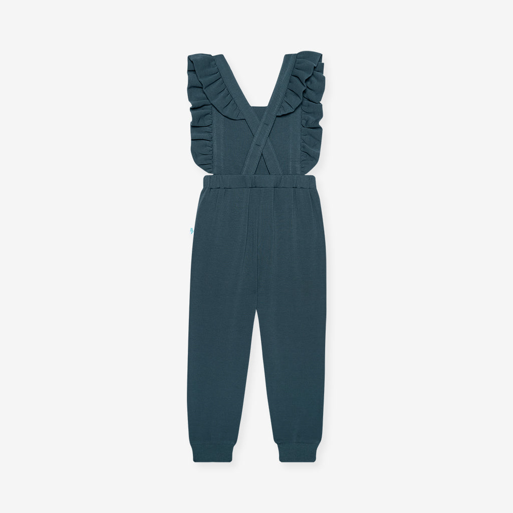 Spacelings Blue Fleece Ruffled Overalls