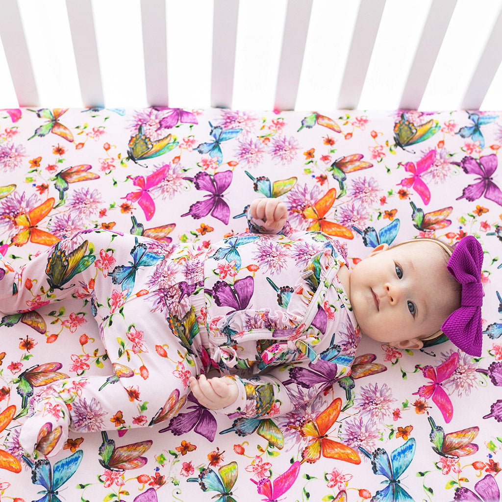 Watercolor Butterfly Crib Sheet