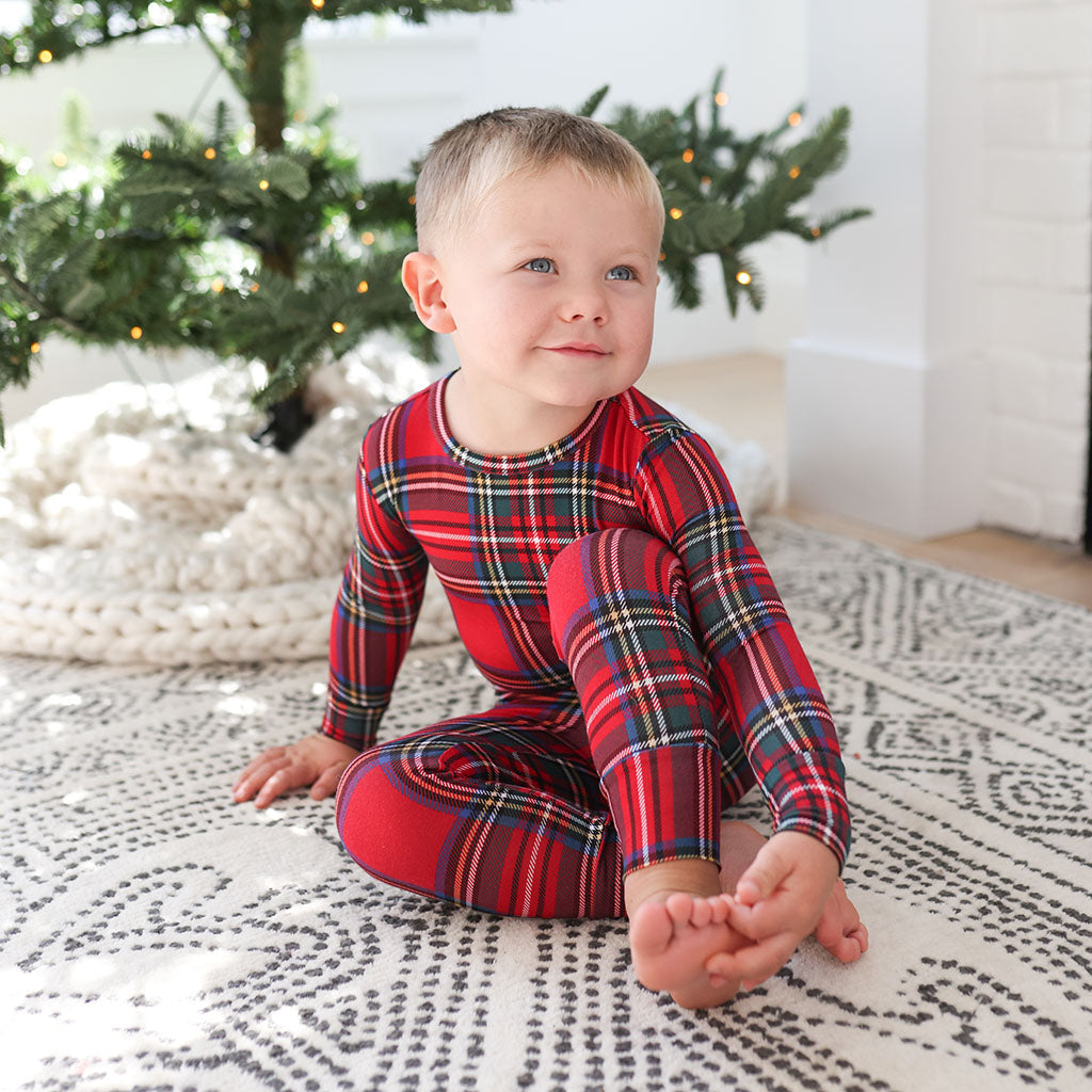 Red Tartan Plaid Classic Pajama Set