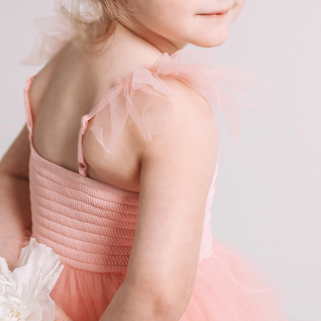 Starry Pink Tulle Smocked Dress