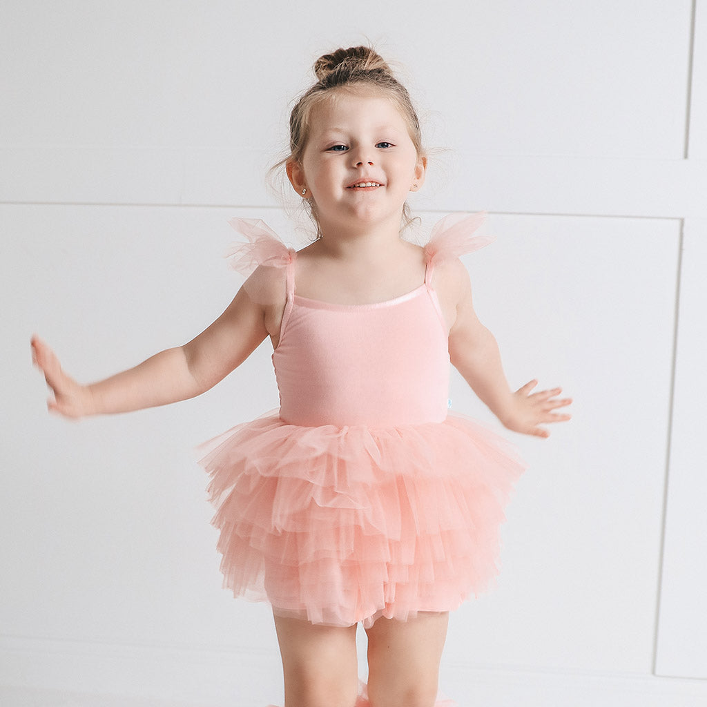 Starry Pink Tulle Smocked Dress