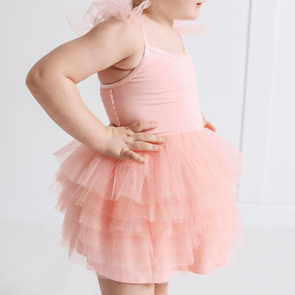 Starry Pink Tulle Smocked Dress