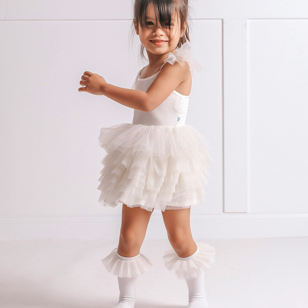 White Tulle Smocked Dress