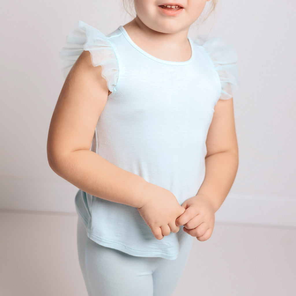 Starry Blue Tulle Sleeve Shirt