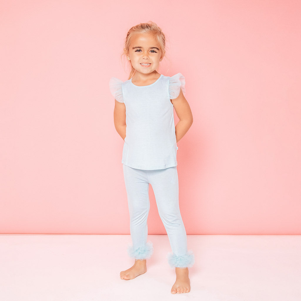 Starry Blue Tulle Sleeve Shirt