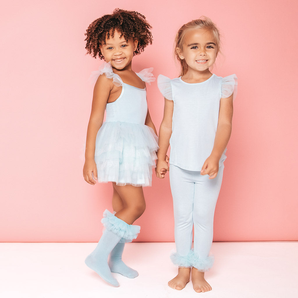 Starry Blue Tulle Sleeve Shirt