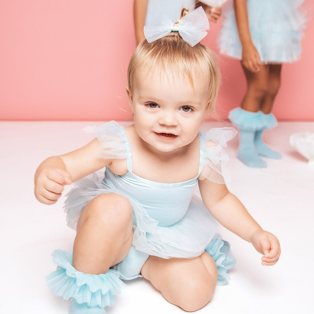 Starry Blue Tulle Bow Nylon Headband