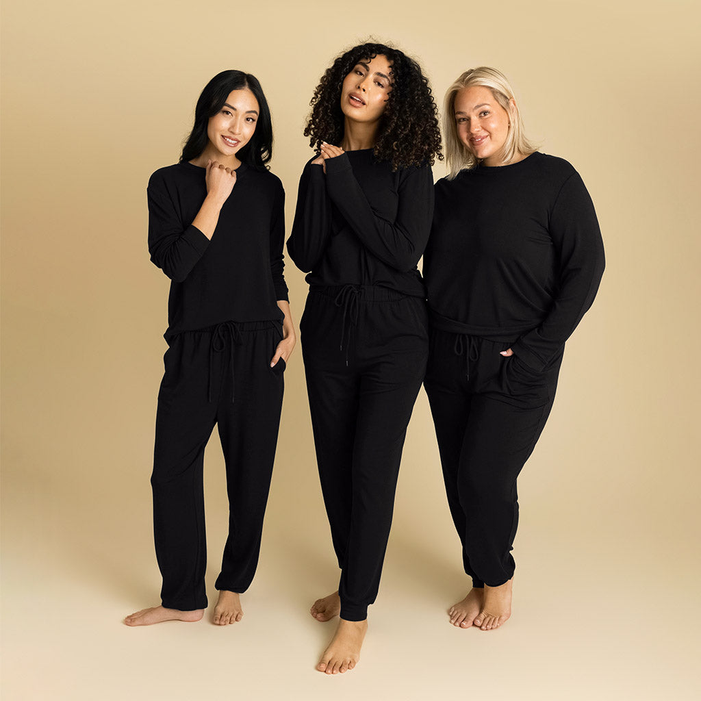 Women's Black French Terry Pullover Sweatshirt
