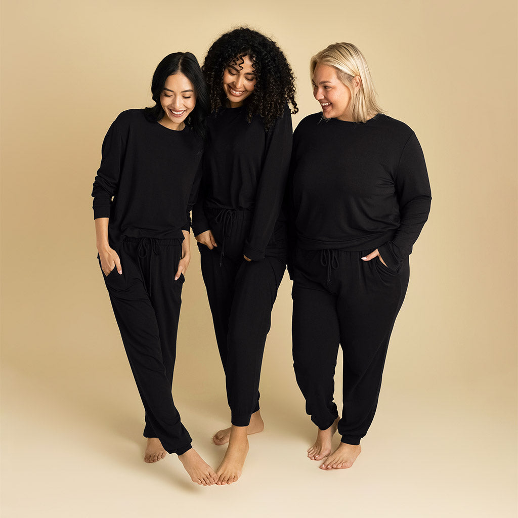 Women's Black French Terry Pullover Sweatshirt