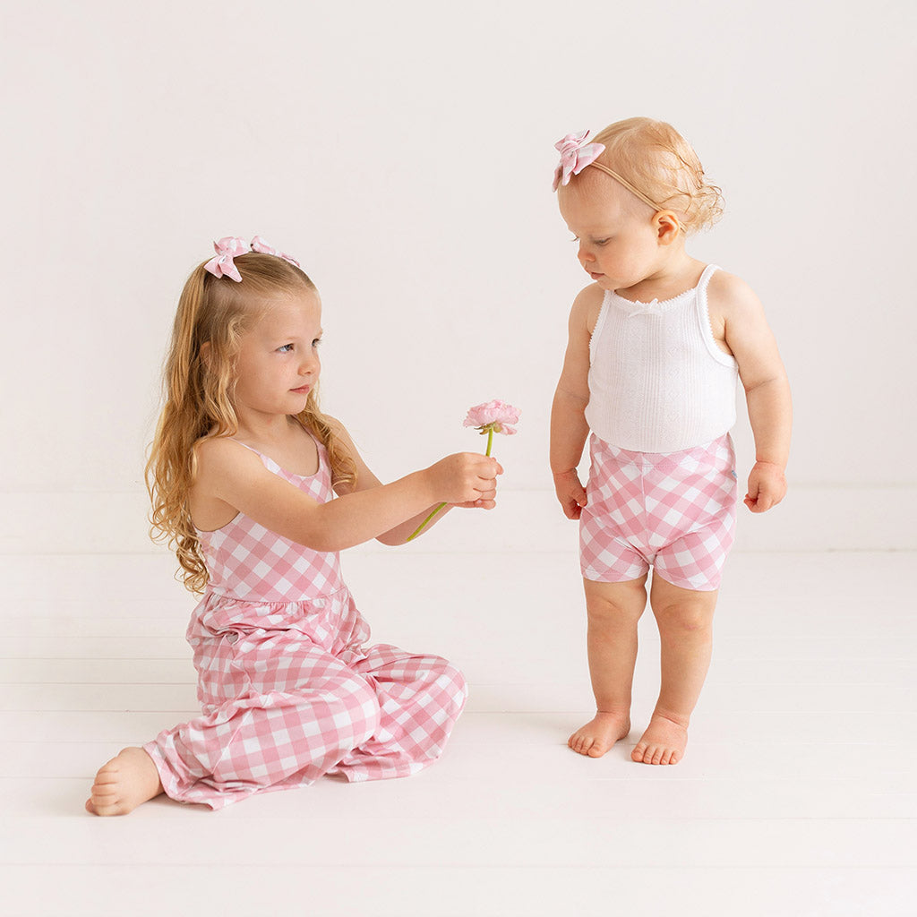 Dusty Rose Gingham Bike Shorts