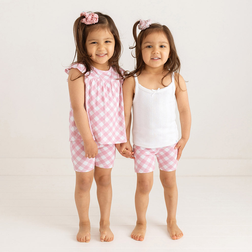 Dusty Rose Gingham Bike Shorts