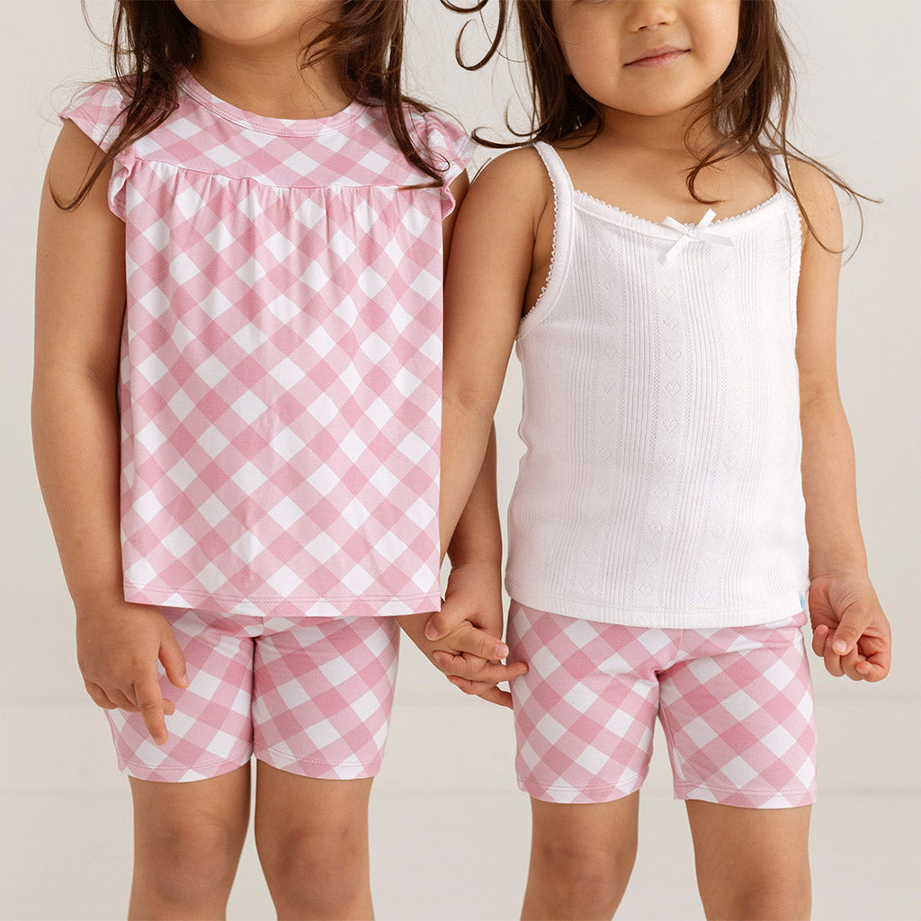 Dusty Rose Gingham Bike Shorts