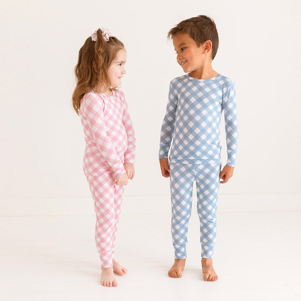 Dusty Blue Gingham Classic Pajama Set