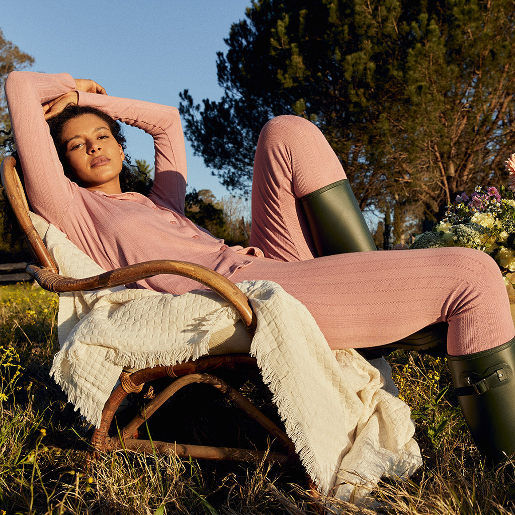 Dusty Rose Women's Pointelle Cardigan