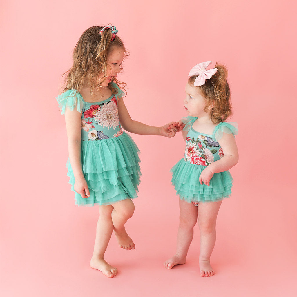 Nikki Danielle Tulle Smocked Bodysuit Dress