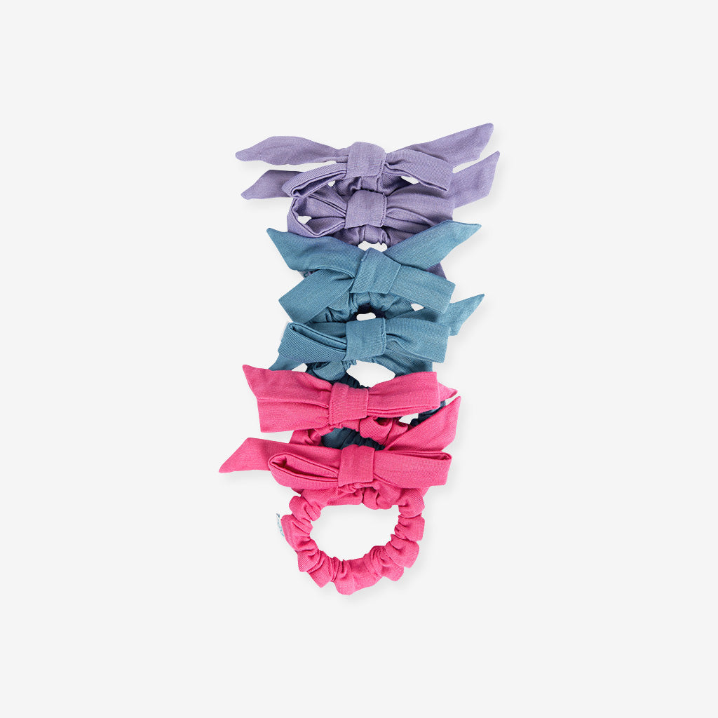 Posh Hot Pink Bow Scrunchie Set