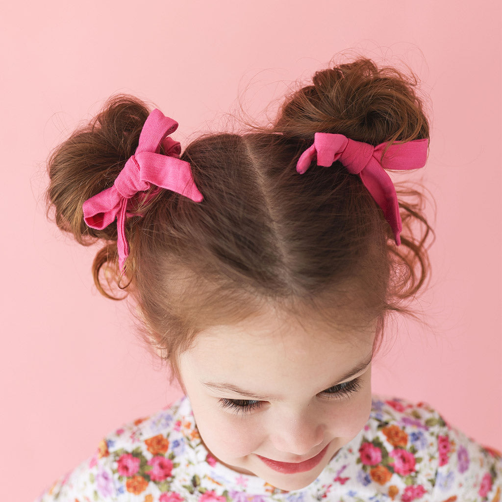 Posh Hot Pink Bow Scrunchie Set