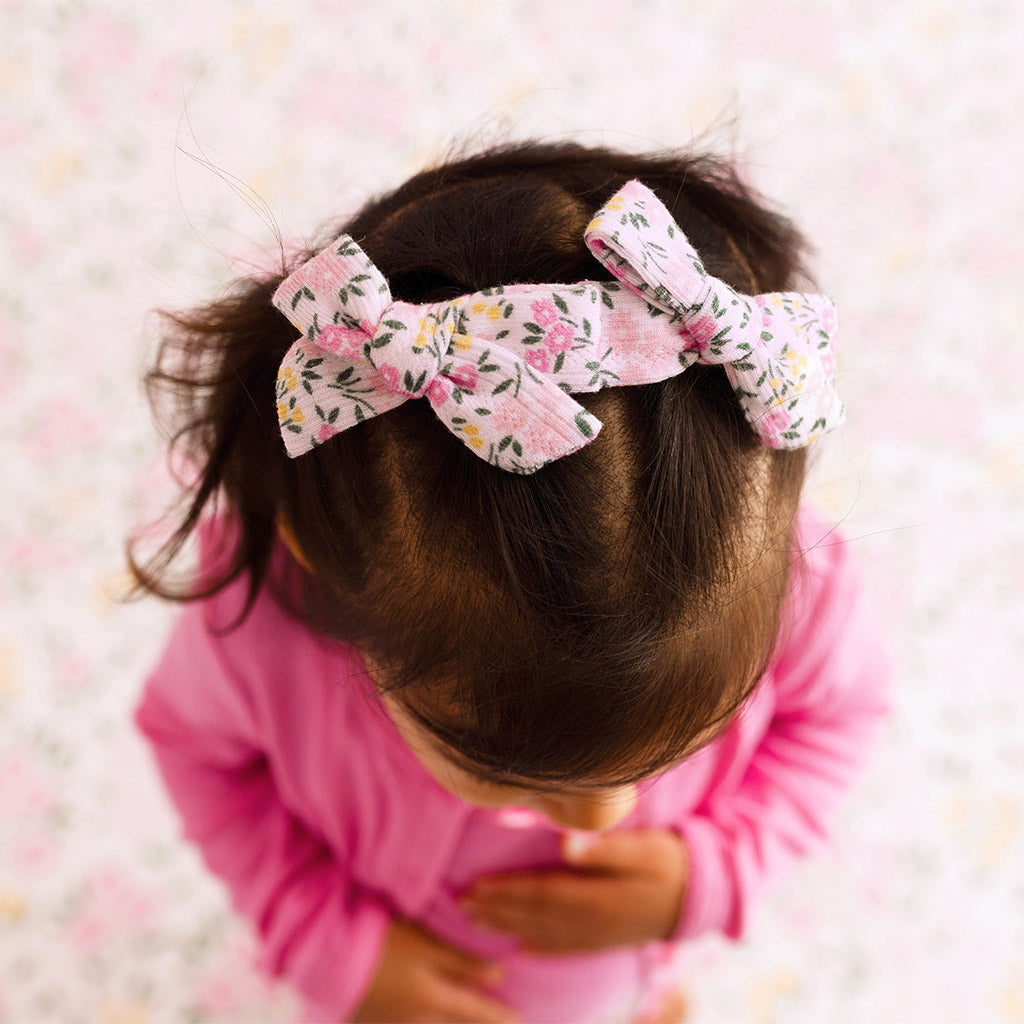 Meadow Haze Pointelle Mini Bow Hair Clips