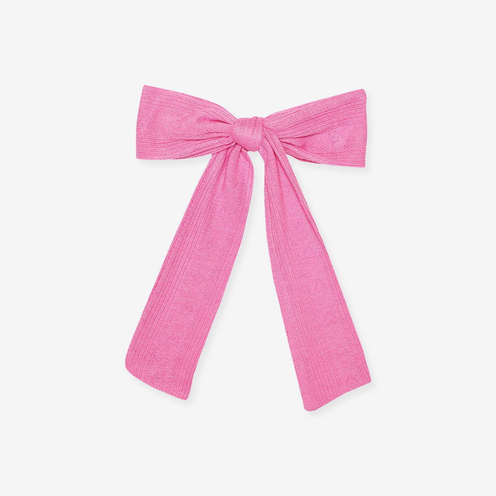 Cruisin' Pink Pointelle Luxe Bow Hair Clip