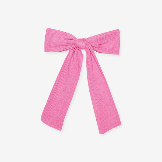 Cruisin' Pink Pointelle Luxe Bow Hair Clip