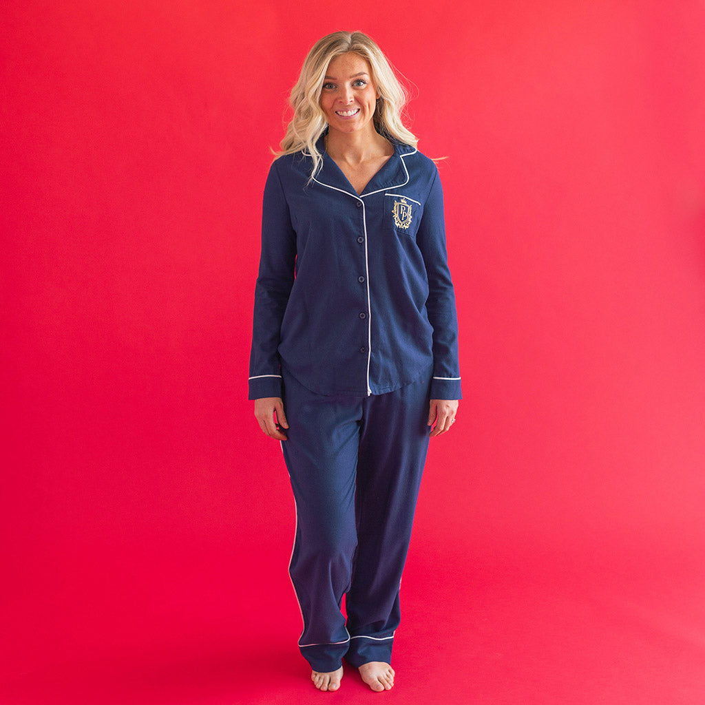Navy Women's Flannelette Luxe Pajama Set